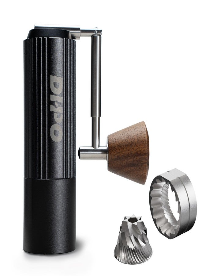 DHPO Sky-Two Manual Coffee Grinder With 7 Axis Stainless Steel Conical Burr Mill, Portable Hand Coffee Grinder With Foldable Handle For Espresso, Drip, French Press, Camping, Travel, Home, Black - Image 1