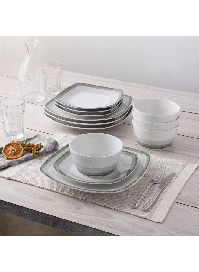 Noritake طقم أدوات المائدة نوريتاكي كولور سكيبز لايرز ساج 12 قطعة مربع خدمة لـ 4 - Image 2