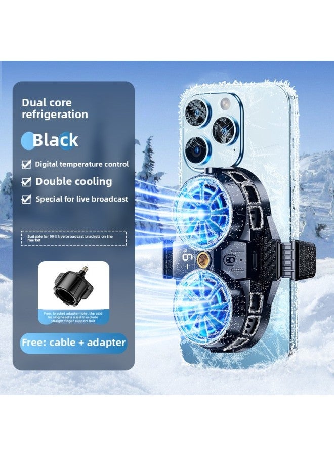 Mobile Phone Radiator Live Broadcast Dedicated Fast Cooling Artifact For AppleFor Iphone Black Shark 2pro One Plus Half Guide-Color:[Anchor Special] Dual-Core Overclocking Refrigeration❄Speed Cooling❄temperature Digital Display❄Transfer  - Image 1