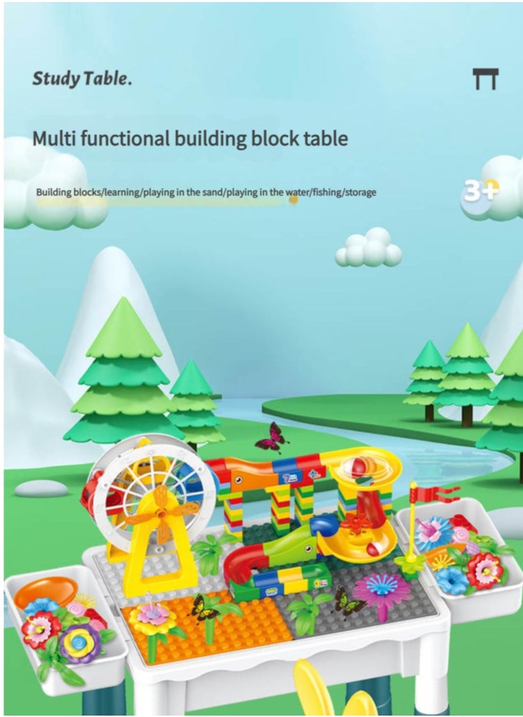 Generic - Kids Activity Table Set,with two storage box and one chair, Water Table, Sand Table and Building Blocks Table for Toddlers Activity，Available in several sizes - Image 1