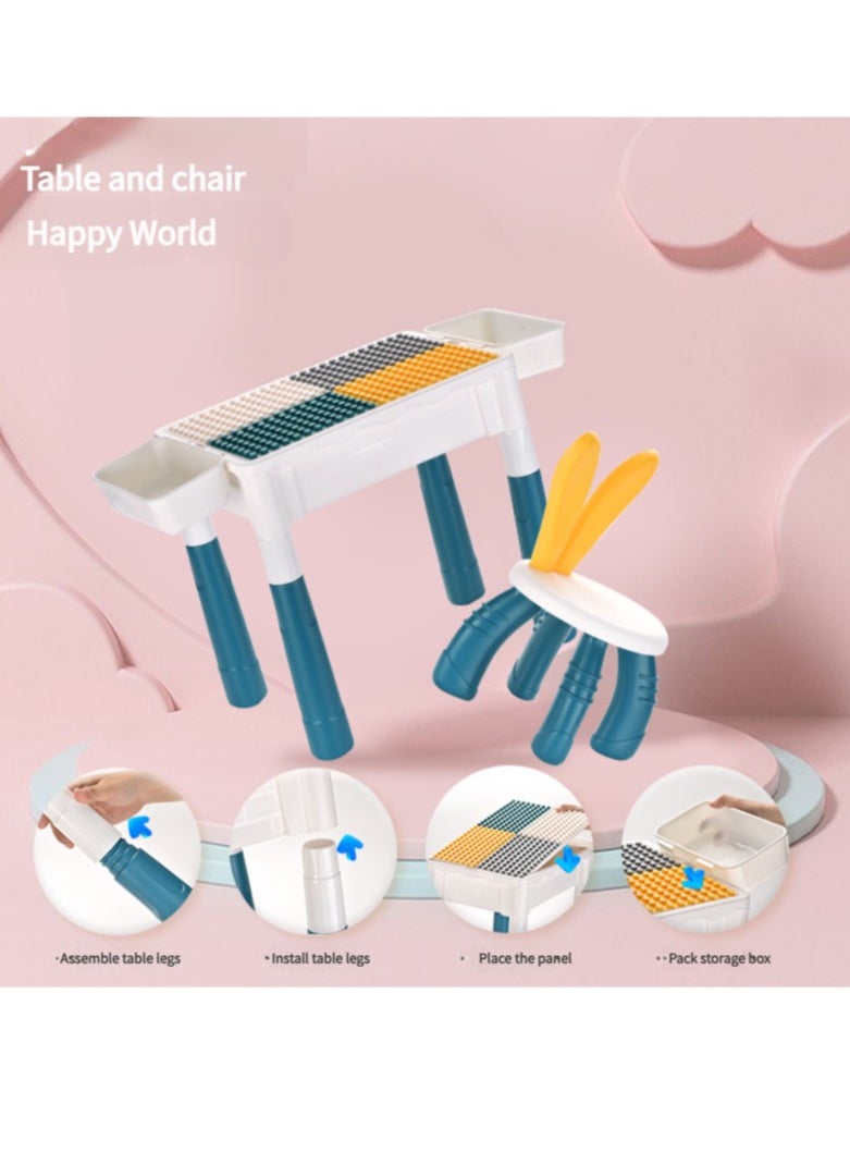 Generic - Kids Activity Table Set,with two storage box and one chair, Water Table, Sand Table and Building Blocks Table for Toddlers Activity，Available in several sizes - Image 1