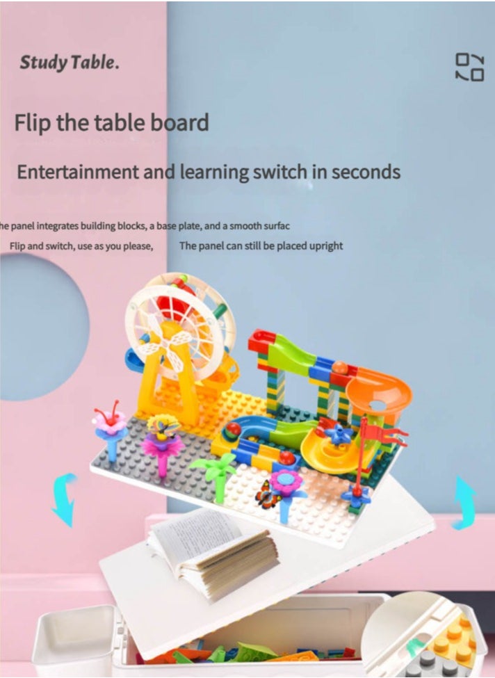 Generic - Kids Activity Table Set,with two storage box and one chair, Water Table, Sand Table and Building Blocks Table for Toddlers Activity，Available in several sizes - Image 1