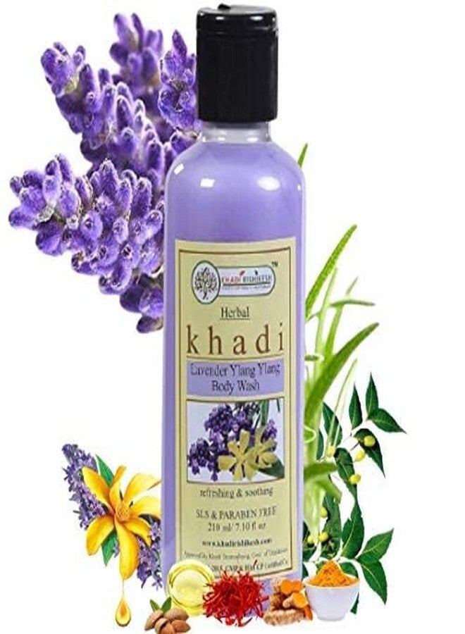 Khadi Rishikesh Herbal Lavender & Ylang Ylang Body Wash For Deep Mosturizing-Shower Gel-dead skin remover,Refeshing body mind,women/men-paraben free-WITH BATHING LOOFAH FREE - Image 1