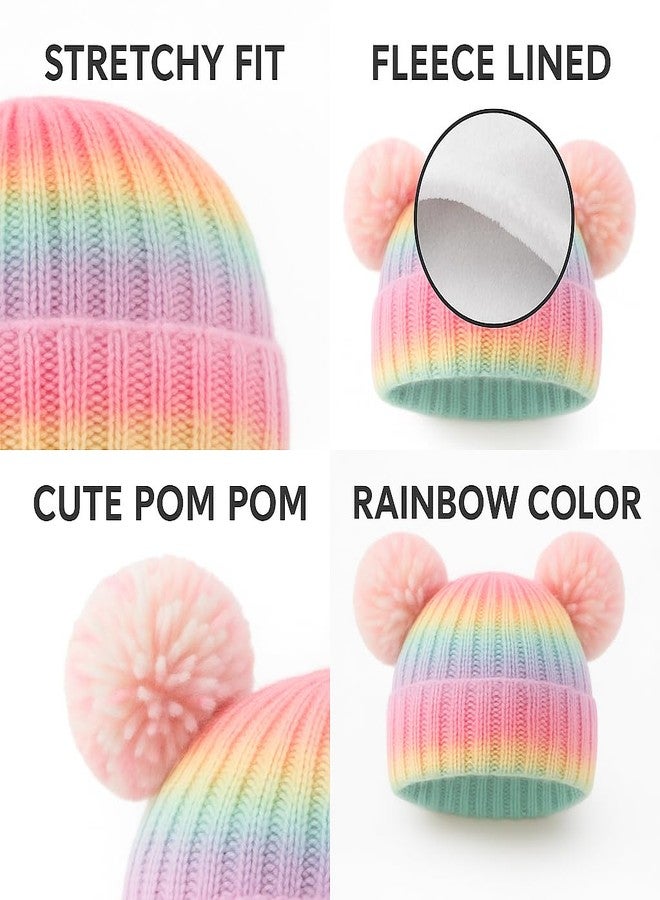 CHUANGLI Toddler Winter Knit Hat Upgrade Fleece Lined Pompom Ears Beanies Cap for Boys Girls 3-12 Years - Image 3