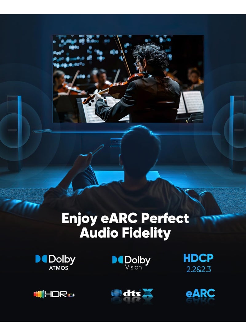 مينديبوريت كابل Mindpure HDMI 2.1 بطول 2 متر، 8K@60Hz و4K@120Hz، فائق السرعة 48 جيجابت في الثانية، يدعم HDR10+ وeARC وHDCP 2.3، متوافق مع PS5 وPS4 وXbox وأجهزة التلفزيون - Image 3