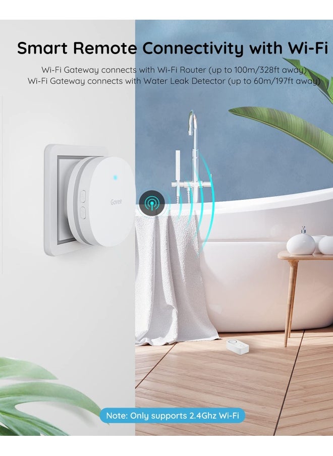 Govee - WiFi Water Sensor 3 Pack Water Leak Detector 100dB Adjustable Alarm and App Alerts Leak and Drip Alert with Email Wireless Detector for Home Basement Not Support 5G WiFi - Image 1