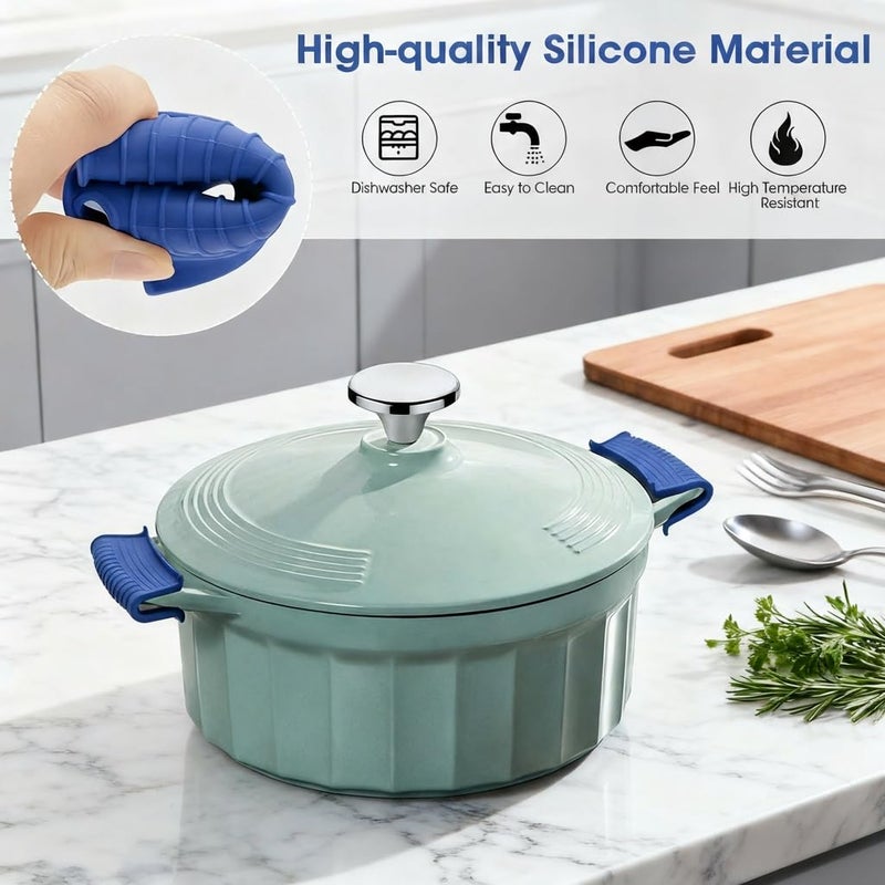 Intatikoo 2 Pairs Silicone Pot Handle Holders,Hot Skillet Handle Covers,Anti-Slip Silicone Cast Iron Pans Handles,Pan Lids Dutch Ovens Baking Sheets Casserole Cookware - Image 4