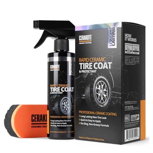 CERAKOTE Rapid Ceramic Tire Coat Showroom New Tire Shine Deep Tire Black Finish Lasts Up to 10x Longer No Sling NonGreasy Ceramic Tire Coating for Car Truck SUV Easy Application 10oz - Image 1