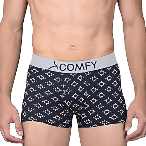 AMUL COMFY Printed Spandex Trunk for Men | 95% Cotton 5% Spandex | Super Combed Cotton Stretch Fabric | Outer Elastic Comfort Fit | Soft Hand Feel | No Marks Waistband | Color may vary | (Pack Of 4) - Image 2