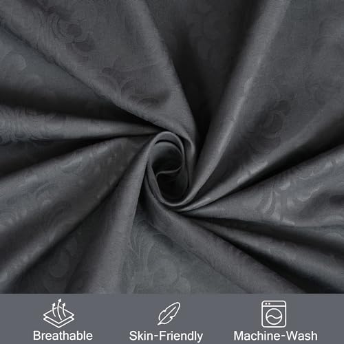 FRESH FROM LOOM Microfiber King Size Bedsheet - Hypoallergenic, Wrinkle Free, Bed Sheets with 2 Pillow Covers (90 x 95 Inches | Grey, Damas Design) - Image 3