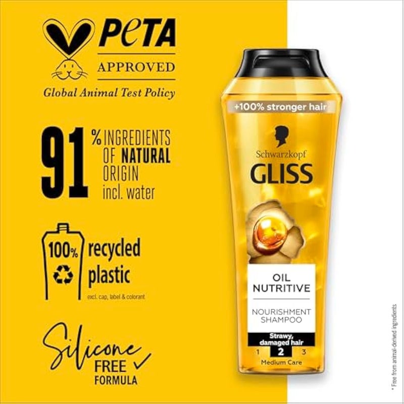 Gliss Oil Nutritive Shampoo, 400ml — Infused with nourishing oils, this shampoo deeply conditions to give your hair a silky, smooth finish with natural shine - Image 5