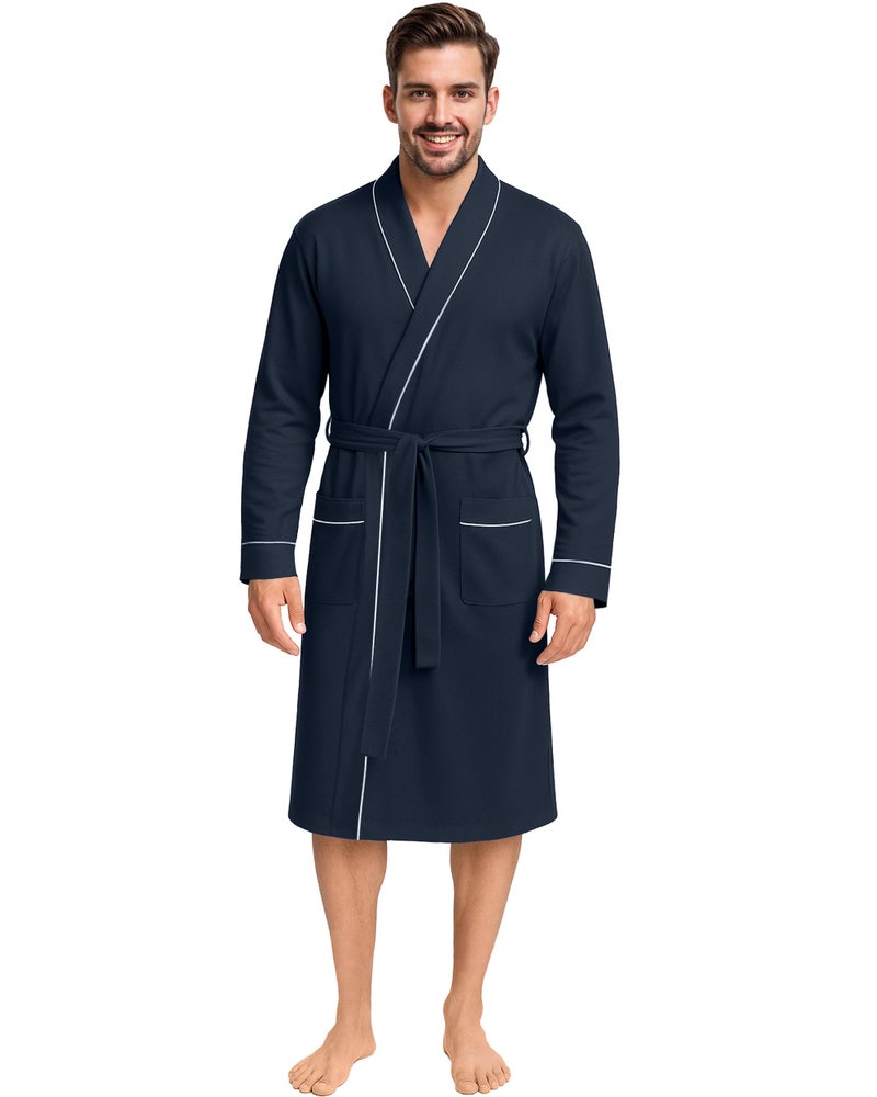 NY Threads روب قطن مختلط للرجال من NY Threads، كبير، أزرق داكن - Image 1