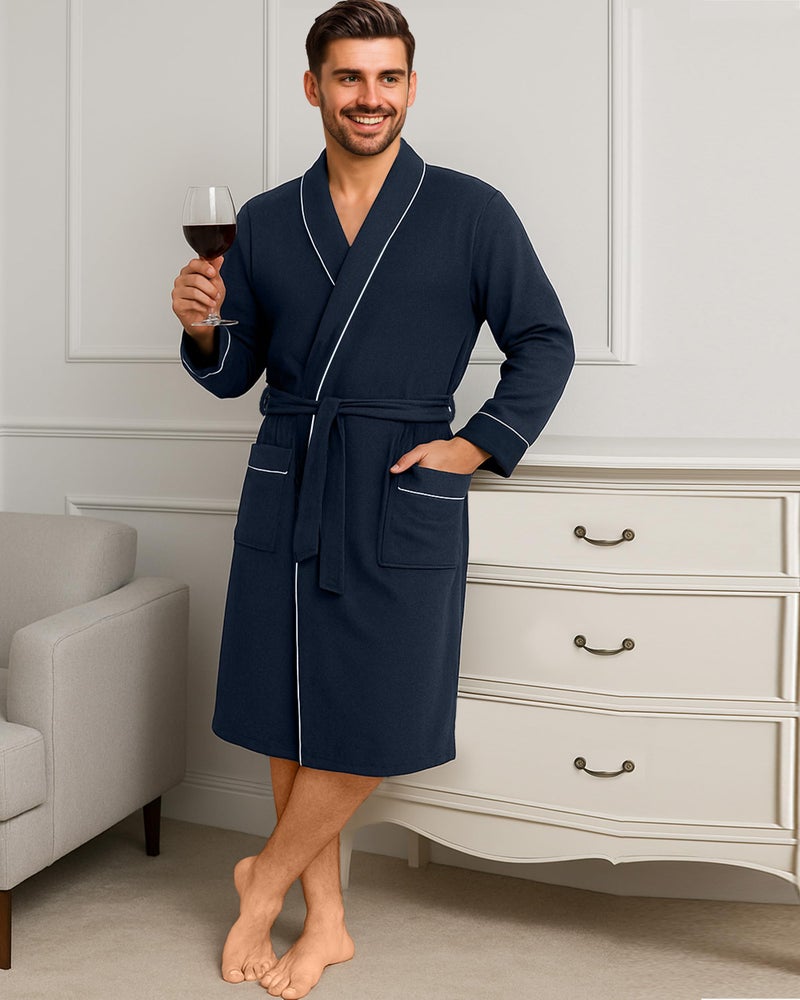 NY Threads روب قطن مختلط للرجال من NY Threads، كبير، أزرق داكن - Image 5
