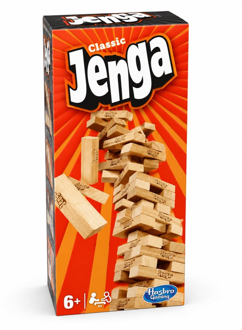 Hasbro Games Jenga Classic Game – Genuine Hardwood Blocks Stacking Tower – Original Family Party Game for Kids & Adults Ages 6+ - Image 1
