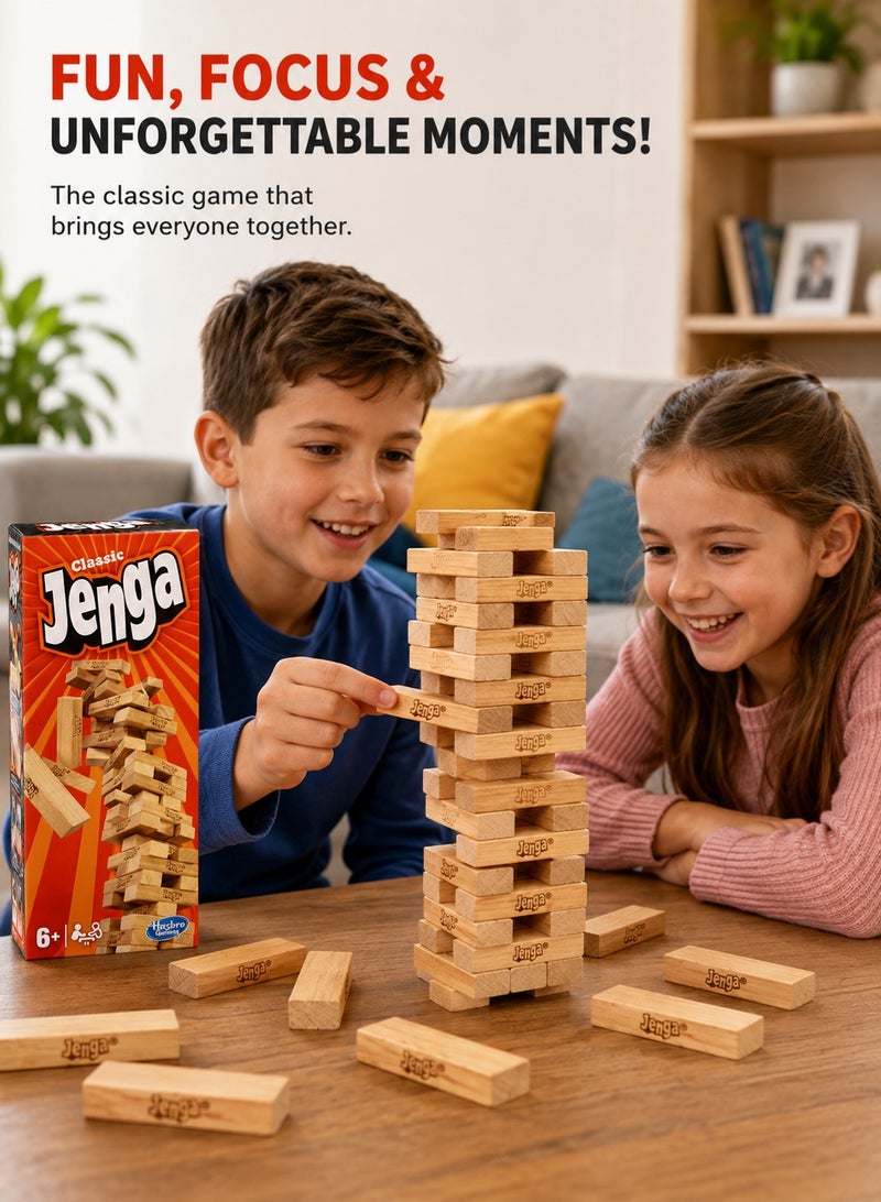 Hasbro Games Jenga Classic Game – Genuine Hardwood Blocks Stacking Tower – Original Family Party Game for Kids & Adults Ages 6+ - Image 3