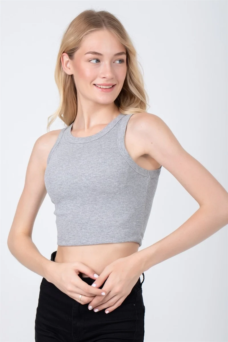 Baykar Women's Camisole Crop Bustier Undershirt 6105 Gray