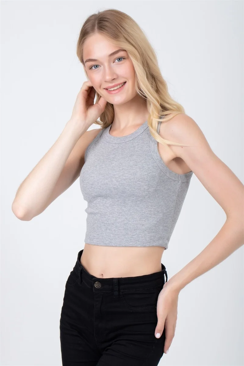 Baykar Women's Camisole Crop Bustier Undershirt 6105 Gray