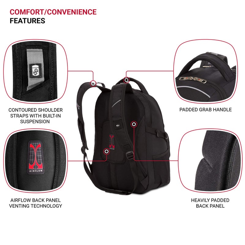 SwissGear 3258 Laptop Backpack, Black, 18.5-Inch - Image 2