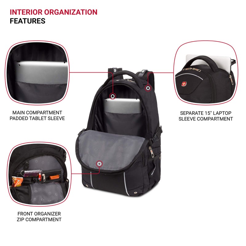SwissGear 3258 Laptop Backpack, Black, 18.5-Inch - Image 4