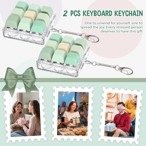 Axlksia Keyboard Fidget Toy Fidget Clicker Keyboard Fidget Keychain Button Fidget Gifts for Adults to Relieve Stress and Pass Time 2 Pack A - Image 5