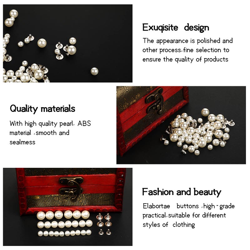 Mtlee 400 Pearls for Clothing Decoration Mix Size Include 200 Rivets for Fabric and 200 Faux Pearls Jean Decor Leather Hat Shoe Clothes Bag Skirt Bridal Veil DIY Accessories, Tool Fix(6mm, 8mm, 10mm) - Image 3