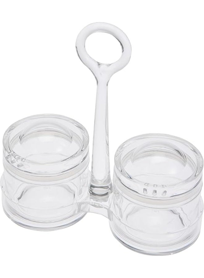 Royalford Acrylic Salt and Pepper Shaker Set with Holder- RF12770/ 45 ml Capacity, Shakers with Transparent Body clear - Image 1