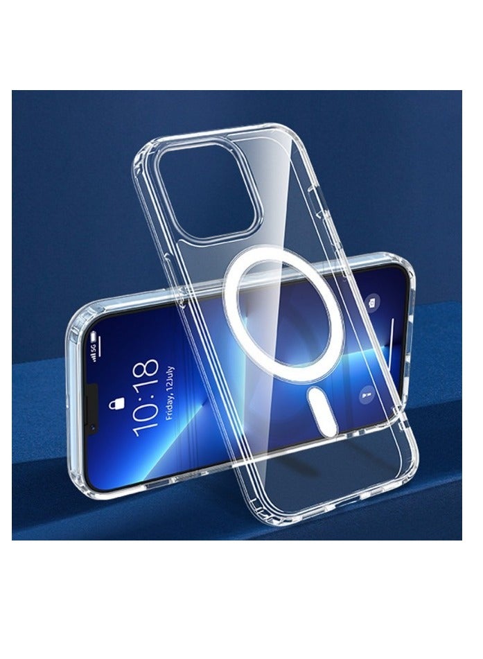Hybrid Protective Crystal Clear Magsefe Case Slim Transparent Case for iPhone 15 pro - Image 1