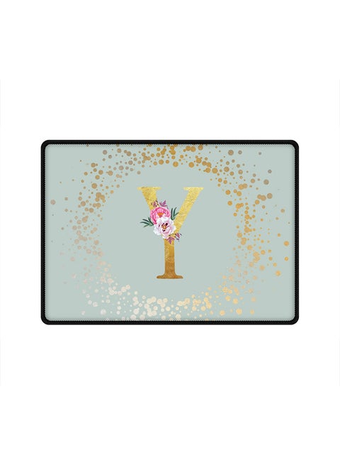 Designer Gaming Mouse Pad Anti-Skid Mousepad Large Keyboard Mouse Pad Desk Mat Custom Monogram Initial Letter Floral Pattern Alphabet - Y(Light Grey)