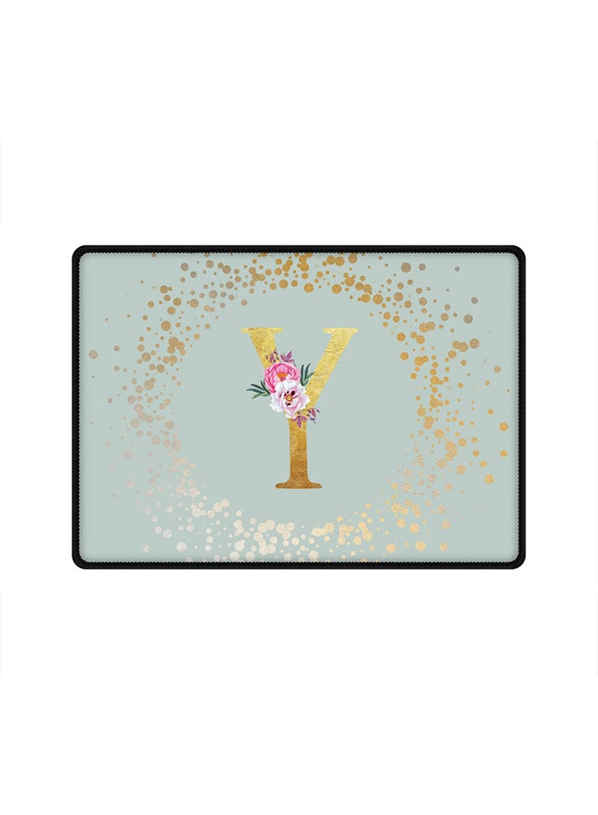 Designer Gaming Mouse Pad Anti-Skid Mousepad Large Keyboard Mouse Pad Desk Mat Custom Monogram Initial Letter Floral Pattern Alphabet - Y(Light Grey)