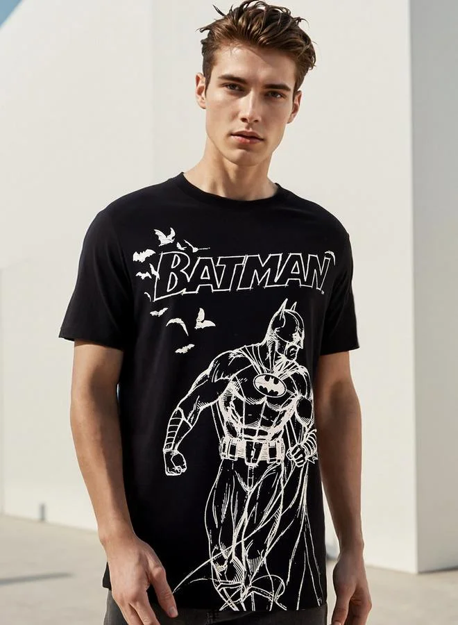 Regular Fit Batman Print Crew Neck T-shirt