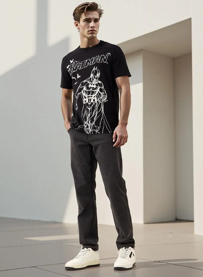 SP Characters Regular Fit Batman Print Crew Neck T-shirt