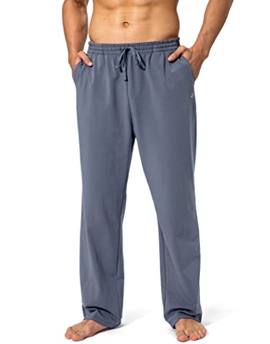 Pudolla Men's Cotton Yoga Sweatpants Athletic Lounge Pants Open Bottom Casual Jersey Pants for Men with Pockets (Mallard Blue X-Large) - Image 2