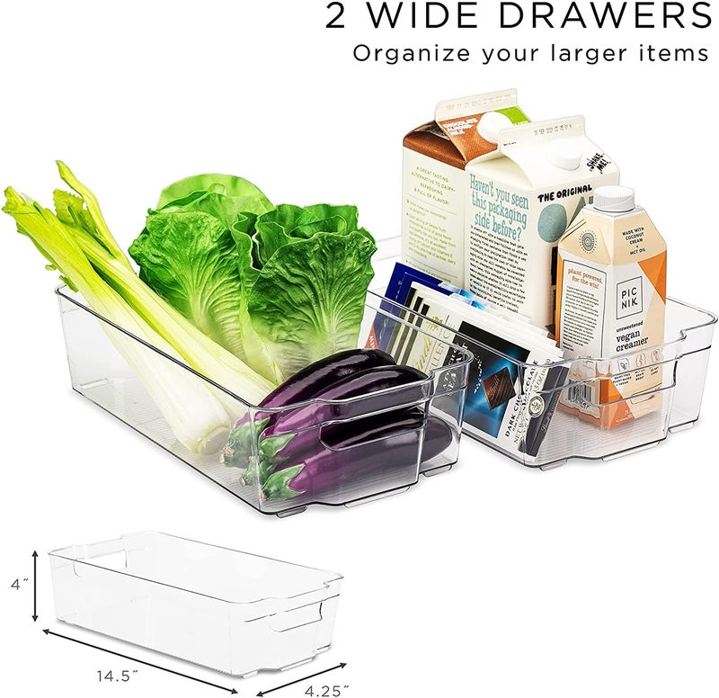Snazzy Fridge Organizer Bins Freezer Boxes Refrigerator Stackable Food Storage Containers Drawer Organizers For Refrigerator Freezer, Kitchen And Pantry (Pack of 6) - Image 5
