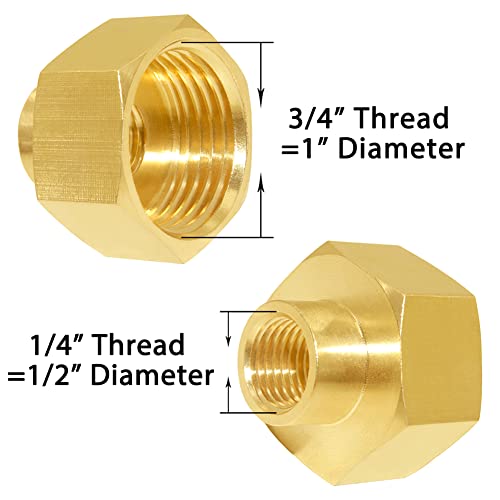 Joywayus 3/4"GHT Female x 1/4"NPT Female Brass Pipe Fittings Hex Nipple Adapter (Pack of 2) - Image 2