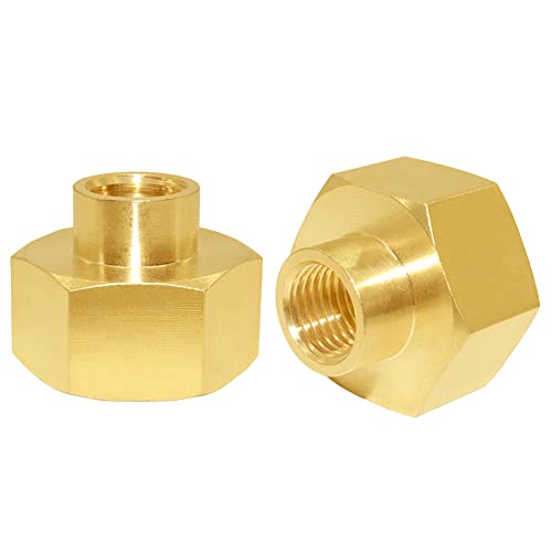 Joywayus 3/4"GHT Female x 1/4"NPT Female Brass Pipe Fittings Hex Nipple Adapter (Pack of 2) - Image 1