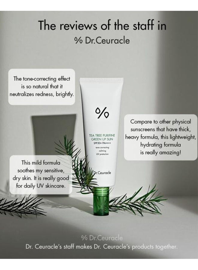 Dr. Ceuracle Tea Tree Purifine Green Up Sun, SPF50+ PA++++, Tone Correcting, Calming, UV Protection, 50ml - Image 4