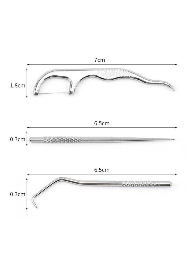 EELHOE Portable Titanium Toothpick Bag Set Reusable Metal Toothpick Black Leather Bag - Image 3