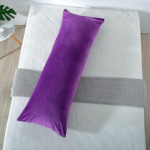 Cottonfry Ultra Soft Velvet Body Pillow Cover/Case Pillowcase with Hidden Zipper, Zippered Body Pillow Case (Purple, 20x54) - Image 2