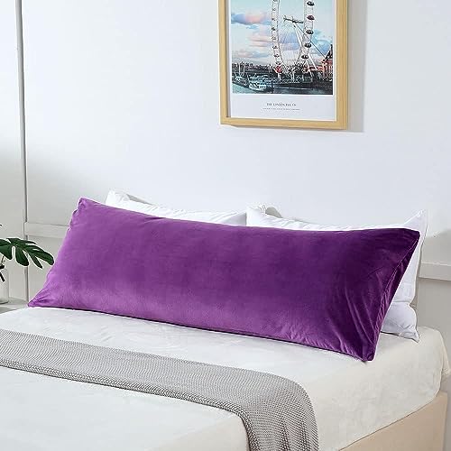 Cottonfry Ultra Soft Velvet Body Pillow Cover/Case Pillowcase with Hidden Zipper, Zippered Body Pillow Case (Purple, 20x54) - Image 3
