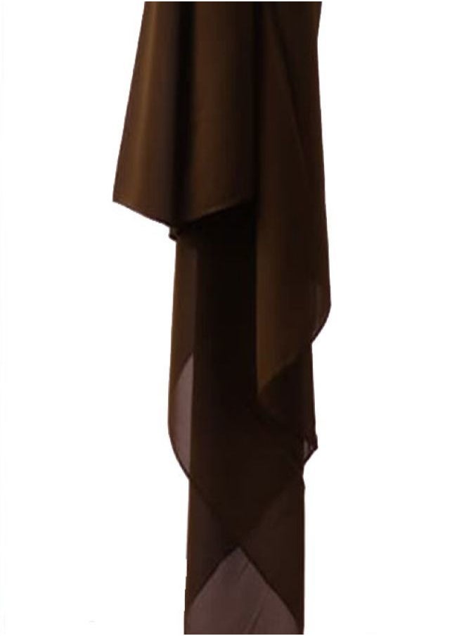 ماركة غير محددة - حجاب من فتاه - اسكارف - طرحة شيفون كريب مقاس مناسب - بني غامق - Image 1