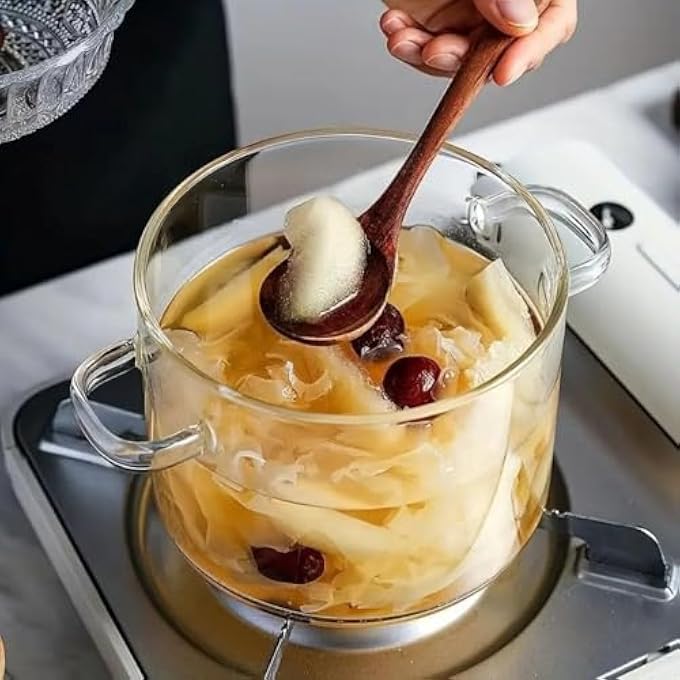كاست ويف قدر زجاجي سعة 15 لترًا مع غطاء، وعاء طهي على الموقد مع غطاء ومقبض، وعاء طهي على نار هادئة، وعاء حساء شفاف، أواني طهي من زجاج البورسليكات العالي لطهي الحساء والحليب وطعام الأطفال والمعكرونة والنودلز - Image 3