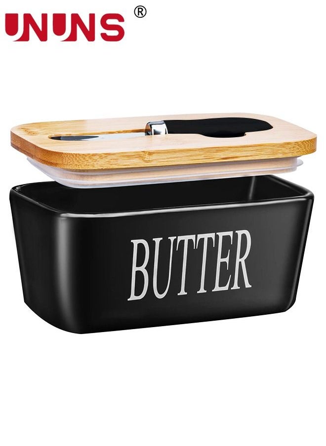 UNUNS - Butter Dish With Lid And Knife,Airtight Porcelain Butter Container,Large Ceramic Butter Storage With Sealing Covered For Countertop,Butter Dishes - Image 1