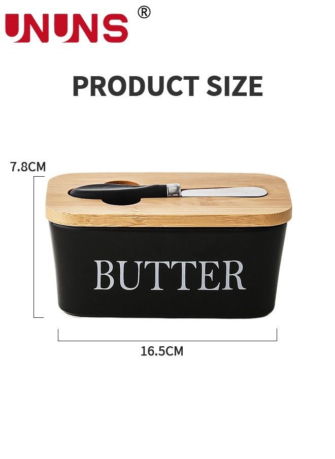 UNUNS - Butter Dish With Lid And Knife,Airtight Porcelain Butter Container,Large Ceramic Butter Storage With Sealing Covered For Countertop,Butter Dishes - Image 1