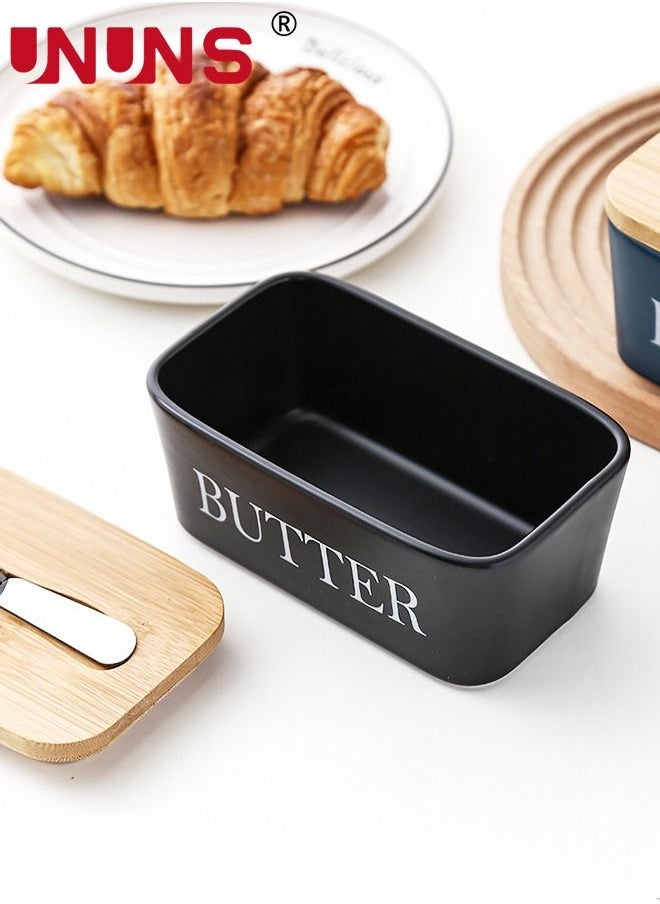 UNUNS - Butter Dish With Lid And Knife,Airtight Porcelain Butter Container,Large Ceramic Butter Storage With Sealing Covered For Countertop,Butter Dishes - Image 1