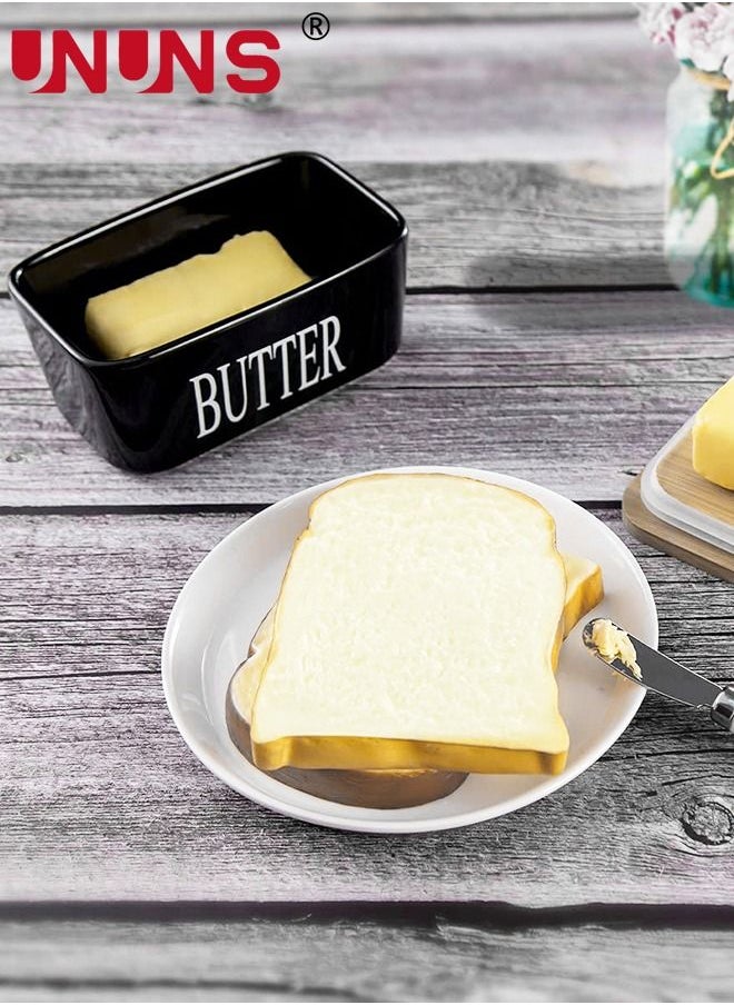 UNUNS - Butter Dish With Lid And Knife,Airtight Porcelain Butter Container,Large Ceramic Butter Storage With Sealing Covered For Countertop,Butter Dishes - Image 1