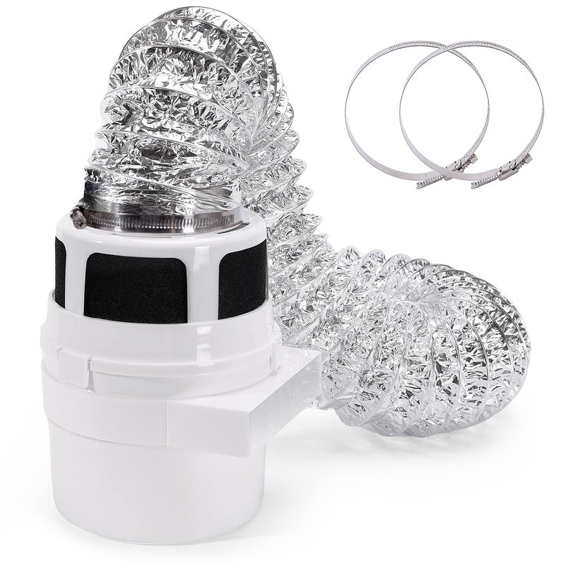 NOORNY مجموعة تهوية مجفف الملابس الداخلية 3 في 1 UPGRADEDNOORNY مع صندوق لجمع الوبر و duct فضي 4 بوصة 5 أقدام