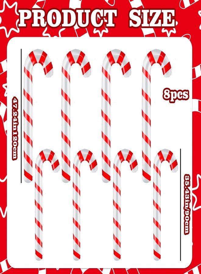 Demonwer 8 Pieces Inflatable Candy Canes Christmas Decorations Jumbo Christmas Candy Themed Set Xmas PVC Craft Balloons DIY Cute Candy Balloons for Indoor Outdoor Yard Decor Winter Holiday Supplies - Image 2