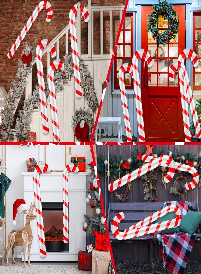 Demonwer 8 Pieces Inflatable Candy Canes Christmas Decorations Jumbo Christmas Candy Themed Set Xmas PVC Craft Balloons DIY Cute Candy Balloons for Indoor Outdoor Yard Decor Winter Holiday Supplies - Image 4