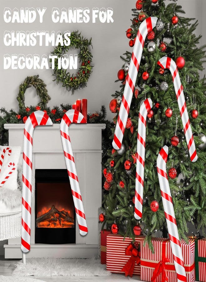 Demonwer 8 Pieces Inflatable Candy Canes Christmas Decorations Jumbo Christmas Candy Themed Set Xmas PVC Craft Balloons DIY Cute Candy Balloons for Indoor Outdoor Yard Decor Winter Holiday Supplies - Image 5