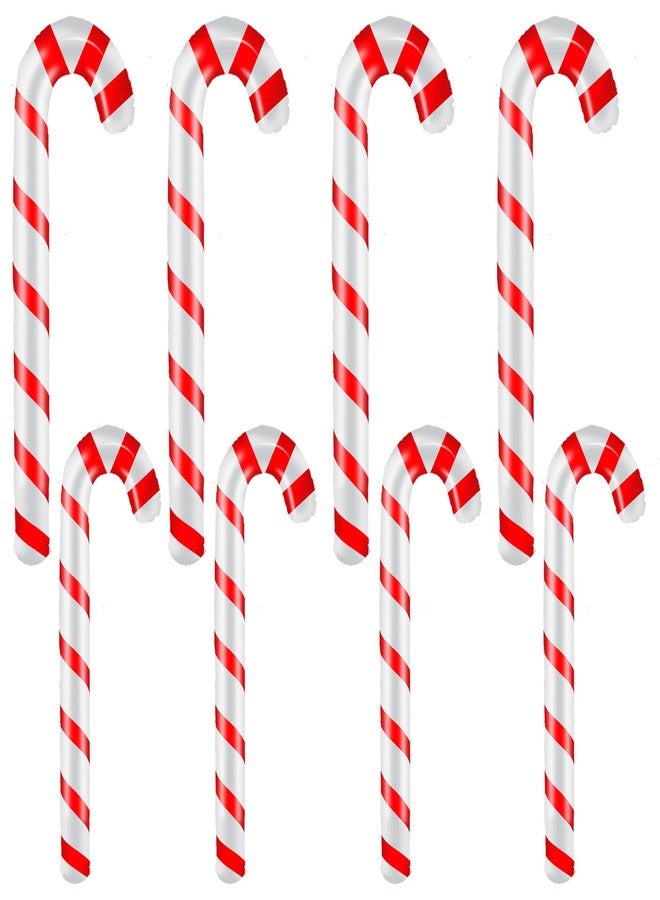 Demonwer 8 Pieces Inflatable Candy Canes Christmas Decorations Jumbo Christmas Candy Themed Set Xmas PVC Craft Balloons DIY Cute Candy Balloons for Indoor Outdoor Yard Decor Winter Holiday Supplies - Image 1